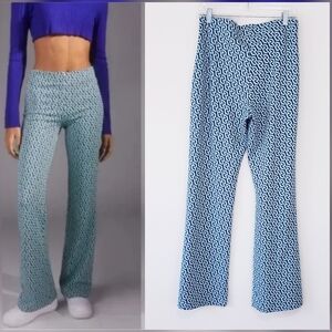 Urban Outfitters Bryn Flare Pants Knit Teal Navy Blue Size Large Hippie Boho